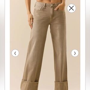 NWT Altar'd State Baylee Cuff Mid Rise Jeans in Light Brown SZ 29
